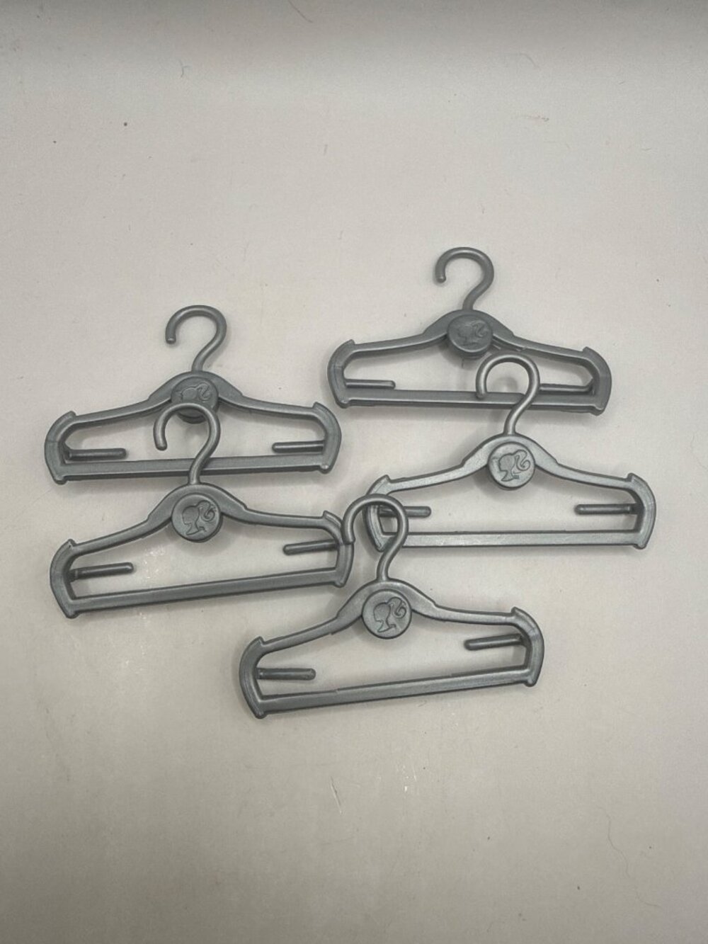 Vintage Mattel Barbie Gray Silver Clothes Hangers Lot of 5 Doll Closet Accs